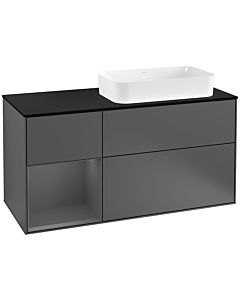 Villeroy und Boch Finion Waschtischunterschrank G272GKGK 120cm, Abdeckplatte black matt, Emotion, Regal links Anthracite matt, Anthracite matt