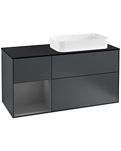 Villeroy und Boch Finion Villeroy und Boch G272GKHG 120cm, plaque de finition noir mat, Emotion, étagère gauche Anthracite mat, Midnight Blue Matt Lacquer