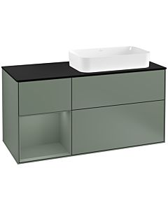 Villeroy und Boch Finion Villeroy und Boch G272GMGM 120cm, plaque de finition noir mat, Emotion, étagère à gauche Olive Matt Lacquer , Olive Matt Lacquer