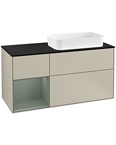 Villeroy und Boch Finion Villeroy und Boch G272GMHH 120cm, plaque de finition noir mat, émotion, étagère à gauche Olive Matt Lacquer , Sand Matt Lacquer