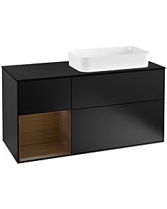 Villeroy und Boch Finion Villeroy und Boch Finion G272GNPD 120cm, cover plate black matt, Emotion, shelf on the left walnut veneer, black matt lacquer