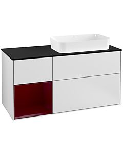 Villeroy und Boch Finion Villeroy und Boch Finion G272HBMT 120cm, cover plate black matt, Emotion, shelf left Peony , white matt lacquer