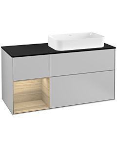 Villeroy und Boch Finion Villeroy und Boch G272PCGJ 120cm, plaque de finition noir mat, Emotion, étagère à gauche Oak Veneer , gris clair mat