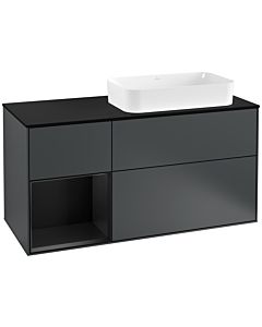 Villeroy und Boch Finion Waschtischunterschrank G272PDHG 120cm, Abdeckplatte black matt, Emotion, Regal links Black matt lacquer, Midnight Blue Matt Lacquer