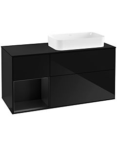 Villeroy und Boch Finion Villeroy und Boch Finion G272PDPH 120cm, cover plate black matt, Emotion, shelf left black matt lacquer, Glossy Black Lacquer