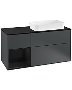 Villeroy und Boch Finion Villeroy und Boch G272PHHG 120cm, plaque de finition noir mat, Emotion, étagère à gauche Glossy Black Lacquer , Midnight Blue Matt Lacquer