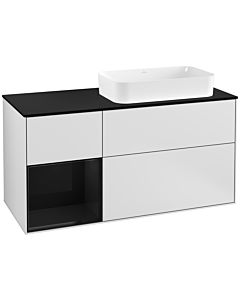 Villeroy und Boch Finion Villeroy und Boch G272PHMT 120cm, plaque de finition noir mat, Emotion, étagère à gauche Glossy Black Lacquer , laqué blanc mat