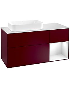 Villeroy und Boch Finion Waschtischunterschrank G281GFHB 120cm, Abdeckplatte white matt, Emotion, Regal rechts Glossy white lacquer, Peony Matt