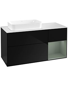 Villeroy und Boch Finion Villeroy und Boch Finion G281GMPH 120cm, cover plate white matt, Emotion, shelf on the right Olive Matt Lacquer , Glossy Black Lacquer