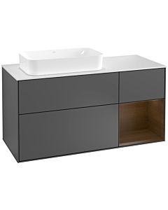 Villeroy und Boch Finion Villeroy und Boch Finion G281GNGK 120cm, cover plate white matt, Emotion, shelf on the right walnut veneer, anthracite matt