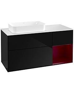 Villeroy und Boch Finion Villeroy und Boch Finion G281HBPH 120cm, cover plate white matt, Emotion, shelf right Peony , Glossy Black Lacquer