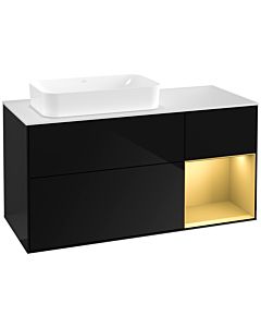 Villeroy und Boch Finion Villeroy und Boch Finion G281HFPH 120cm, cover plate white matt, Emotion, shelf on the right gold matt, Glossy Black Lacquer