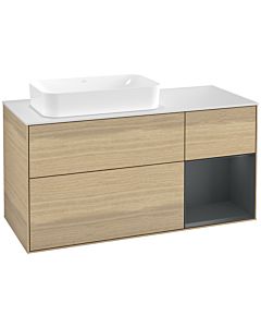 Villeroy und Boch Finion Villeroy und Boch G281HGPC 120cm, plaque de finition blanc mat, émotion, étagère à droite Midnight Blue Matt Lacquer , Oak Veneer