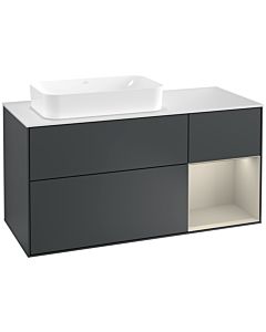 Villeroy und Boch Finion Villeroy und Boch G281HHHG 120cm, plaque de recouvrement blanc mat, Emotion, étagère à droite Sand mat, Midnight Blue Matt Lacquer