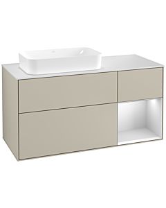 Villeroy und Boch Finion Villeroy und Boch Finion G281MTHH 120cm, cover plate white matt, Emotion, shelf on the right white matt lacquer, Sand Matt Lacquer
