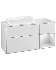 Villeroy und Boch Finion Waschtischunterschrank G281MTMT 120cm, Abdeckplatte white matt, Emotion, Regal rechts White matt lacquer, White matt lacquer