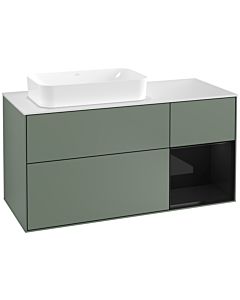 Villeroy und Boch Finion Villeroy und Boch Finion G281PHGM 120cm, cover plate white matt, Emotion, shelf on the right Glossy Black Lacquer , Olive Matt Lacquer