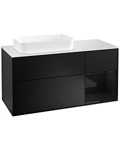 Villeroy und Boch Finion Villeroy und Boch G281PHPD 120cm, plaque de recouvrement blanc mat, Emotion, étagère à droite Glossy Black Lacquer , laqué noir mat
