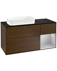 Villeroy und Boch Finion Villeroy und Boch Finion G282GJGN 120cm, cover plate black matt, Emotion, shelf on the right light gray matt, walnut veneer