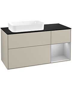 Villeroy und Boch Finion Villeroy und Boch Finion G282GJHH 120cm, cover plate black matt, Emotion, shelf on the right light gray matt, Sand Matt Lacquer