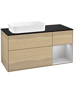 Villeroy und Boch Finion Villeroy und Boch G282GJPC 120cm, plaque de finition noir mat, Emotion, étagère à droite gris clair mat, Oak Veneer