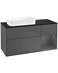 Villeroy und Boch Finion Villeroy und Boch G282GKGK 120cm, plaque de finition noir mat, Emotion, étagère à droite Anthracite mat, Anthracite mat