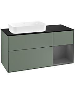 Villeroy und Boch Finion Villeroy und Boch Finion G282GKGM 120cm, cover plate black matt, Emotion, shelf on the right anthracite matt, Olive Matt Lacquer