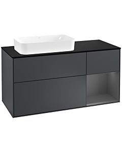 Villeroy und Boch Finion Villeroy und Boch Finion G282GKHG 120cm, cover plate black matt, Emotion, shelf on the right anthracite matt, midnight Blue Matt Lacquer