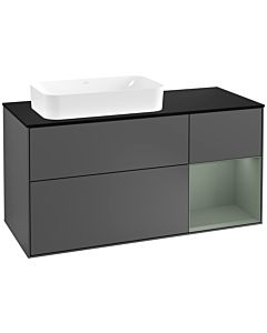 Villeroy und Boch Finion Villeroy und Boch G282GMGK 120cm, plaque de finition noir mat, émotion, étagère à droite Olive Matt Lacquer , anthracite mat