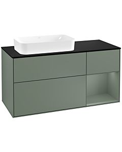 Villeroy und Boch Finion Villeroy und Boch Finion G282GMGM 120cm, cover plate black matt, Emotion, shelf on the right Olive Matt Lacquer , Olive Matt Lacquer