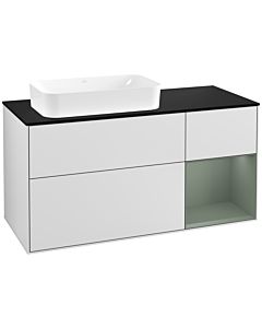 Villeroy und Boch Finion Villeroy und Boch G282GMMT 120cm, plaque de finition noir mat, Emotion, étagère à droite Olive Matt Lacquer , laqué blanc mat