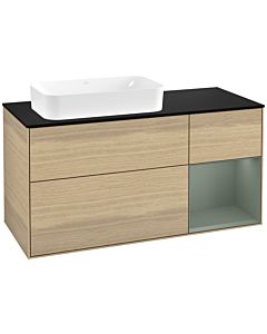 Villeroy und Boch Finion Villeroy und Boch G282GMPC 120cm, plaque de finition noir mat, Emotion, étagère à droite Olive Matt Lacquer , Oak Veneer