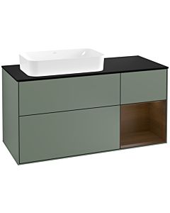 Villeroy und Boch Finion Villeroy und Boch G282GNGM 120cm, couvercle noir mat, émotion, étagère droite placage Olive Matt Lacquer , Olive Matt Lacquer