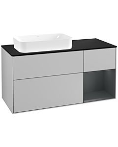 Villeroy und Boch Finion Villeroy und Boch Finion G282HGGJ 120cm, cover plate black matt, Emotion, shelf on the right Midnight Blue Matt Lacquer , light gray matt