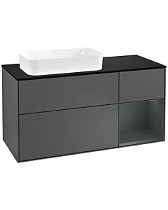 Villeroy und Boch Finion Villeroy und Boch Finion G282HGGK 120cm, cover plate black matt, Emotion, shelf on the right Midnight Blue Matt Lacquer , anthracite matt
