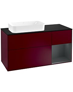 Villeroy und Boch Finion Waschtischunterschrank G282HGHB 120cm, Abdeckplatte black matt, Emotion, Regal rechts Midnight Blue Matt Lacquer, Peony Matt