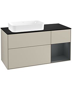 Villeroy und Boch Finion Villeroy und Boch G282HGHH 120cm, plaque de finition noir mat, Emotion, étagère à droite Midnight Blue Matt Lacquer , Sand Matt Lacquer