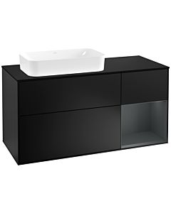 Villeroy und Boch Finion Waschtischunterschrank G282HGPD 120cm, Abdeckplatte black matt, Emotion, Regal rechts Midnight Blue Matt Lacquer, Black matt lacquer