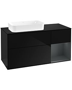 Villeroy und Boch Finion Waschtischunterschrank G282HGPH 120cm, Abdeckplatte black matt, Emotion, Regal rechts Midnight Blue Matt Lacquer, Glossy Black Lacquer