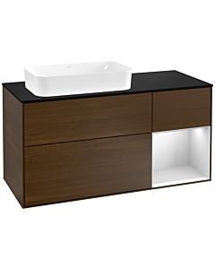 Villeroy und Boch Finion Villeroy und Boch Finion G282MTGN 120cm, cover plate black matt, Emotion, shelf on the right white matt lacquer, walnut veneer