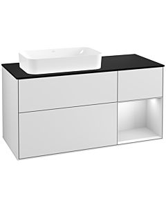 Villeroy und Boch Finion Villeroy und Boch Finion G282MTMT 120cm, cover plate black matt, Emotion, shelf on the right white matt lacquer, white matt lacquer