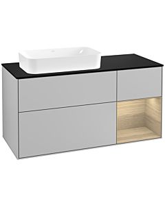 Villeroy und Boch Finion Villeroy und Boch G282PCGJ 120cm, plaque de finition noir mat, Emotion, étagère à droite Oak Veneer , gris clair mat