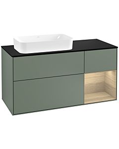 Villeroy und Boch Finion Villeroy und Boch Finion G282PCGM 120cm, cover plate black matt, Emotion, shelf on the right Oak Veneer , Olive Matt Lacquer