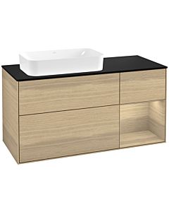 Villeroy und Boch Finion Villeroy und Boch Finion G282PCPC 120cm, cover plate black matt, Emotion, shelf on the right Oak Veneer , Oak Veneer