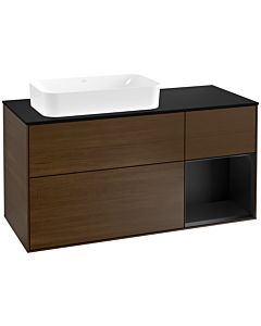 Villeroy und Boch Finion Villeroy und Boch G282PDGN 120cm, plaque de finition noir mat, émotion, étagère à droite laqué noir mat, placage noyer