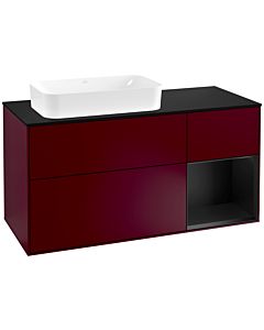Villeroy und Boch Finion Villeroy und Boch Finion G282PDHB 120cm, cover plate black matt, Emotion, shelf on the right black matt lacquer, Peony Matt