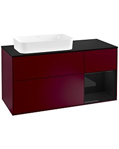 Villeroy und Boch Finion Villeroy und Boch G282PHHB 120cm, plaque de finition noir mat, Emotion, étagère à droite Glossy Black Lacquer , Peony Matt