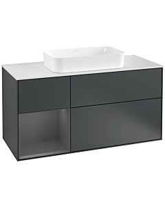 Villeroy und Boch Finion Villeroy und Boch G291GKHG 120cm, plaque de finition blanc mat, Emotion, étagère gauche anthracite mat, Midnight Blue Matt Lacquer