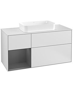 Villeroy und Boch Finion Villeroy und Boch G291GKMT 120cm, plaque de recouvrement blanc mat, Emotion, étagère gauche Anthracite mat, laqué blanc mat