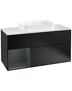 Villeroy und Boch Finion Villeroy und Boch G291HGPD 120cm, plaque de recouvrement blanc mat, Emotion, étagère gauche Midnight Blue Matt Lacquer , laqué noir mat